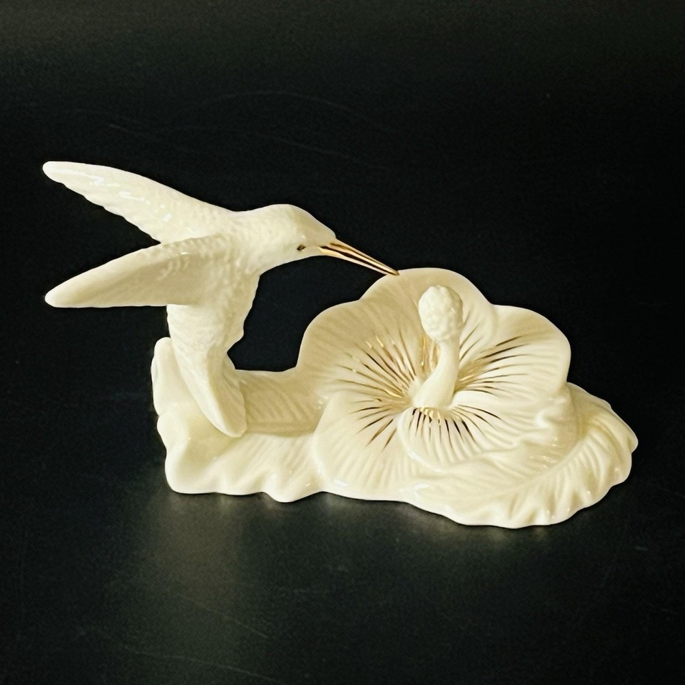 Vintage Lenox Ivory Porcelain Hummingbird Ring Holder Flower Trinket Dish